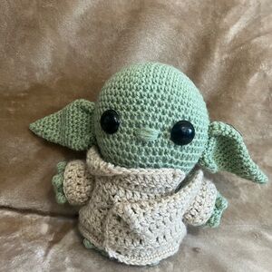 Disney Baby Yoda (Grogu) Crochet Plush in Sage Green and Cream